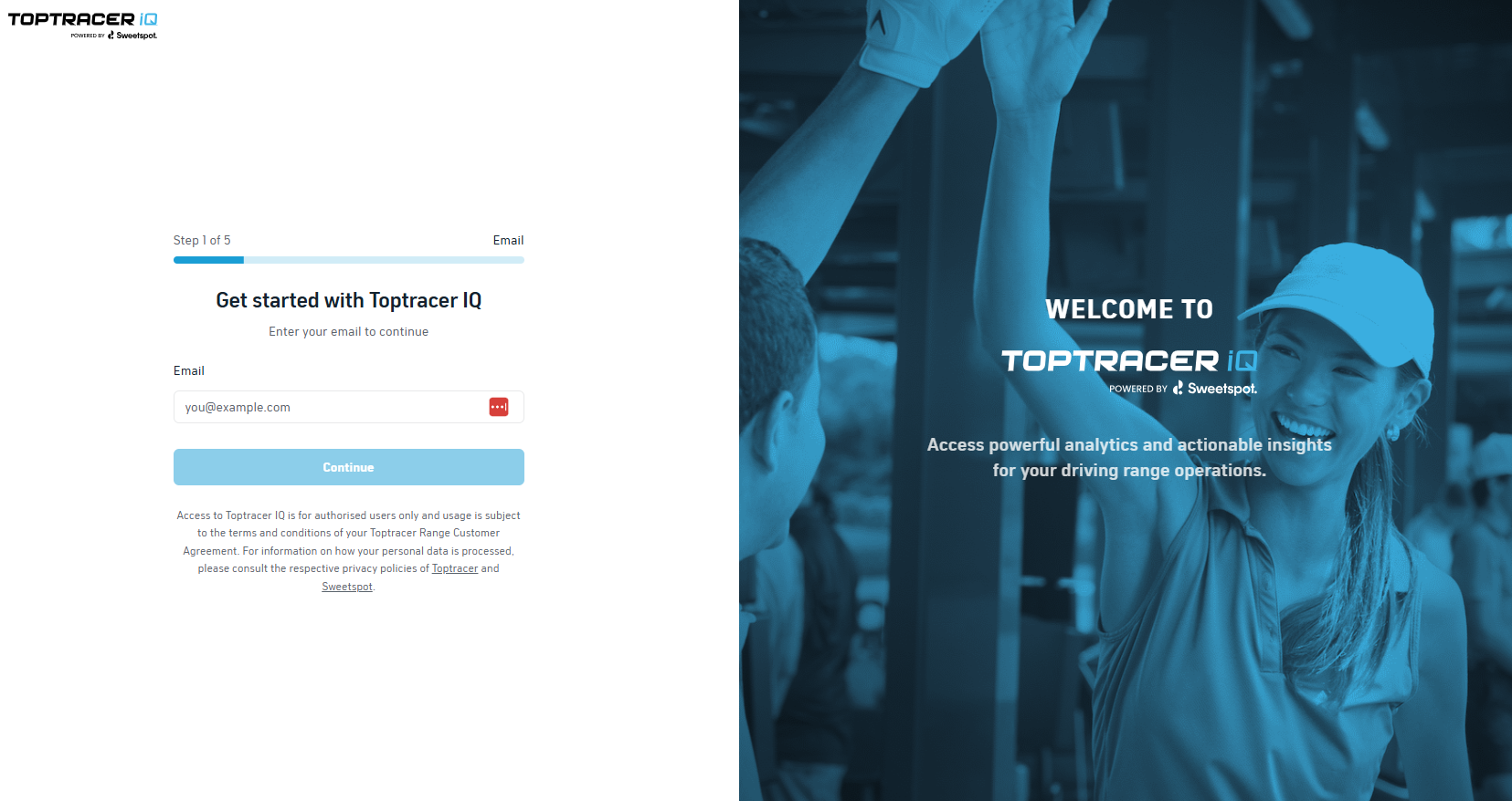Toptracer IQ onboarding portal